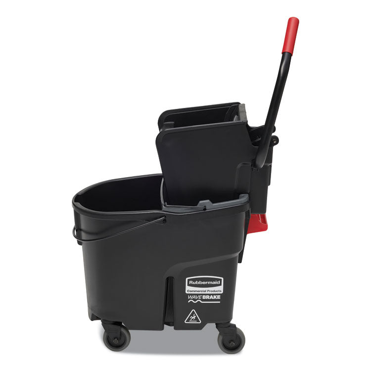 Rubbermaid® Commercial WaveBrake 2.0 Bucket/Wringer Combos, Side-Press, 35 qt, Plastic, Black (RCPFG1863896) Each