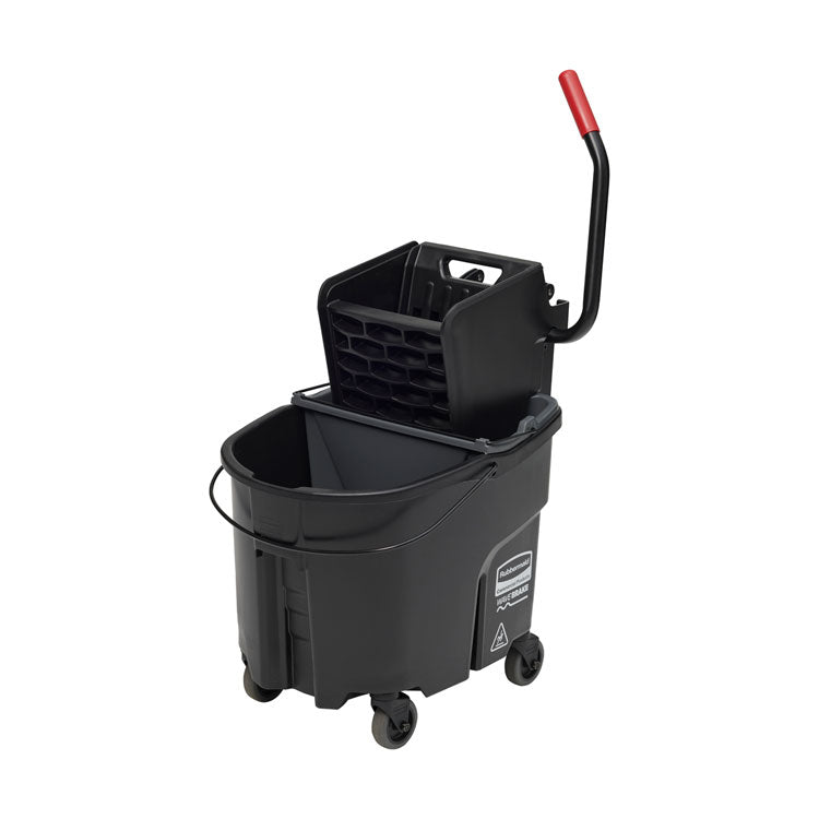 Rubbermaid® Commercial WaveBrake 2.0 Bucket/Wringer Combos, Side-Press, 35 qt, Plastic, Black (RCPFG1863896) Each