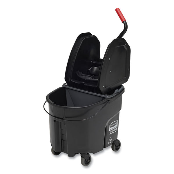 Rubbermaid® Commercial WaveBrake 2.0 Bucket/Wringer Combos, Down-Press, 35 qt, Plastic, Black (RCPFG1863898)