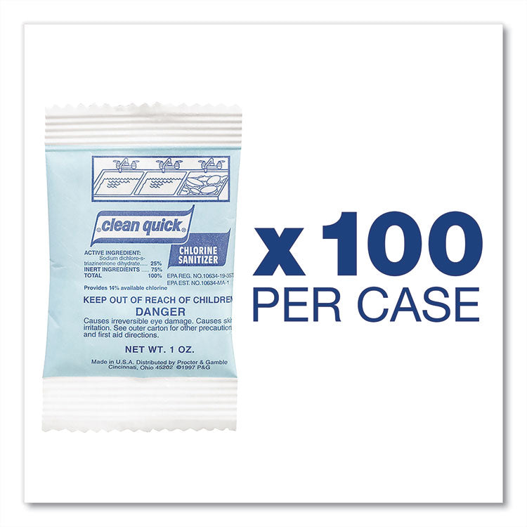 Clean Quick® Powdered Chlorine-Based Sanitizer, 1oz Packet, 100/Carton (PGC02584) Case of 100