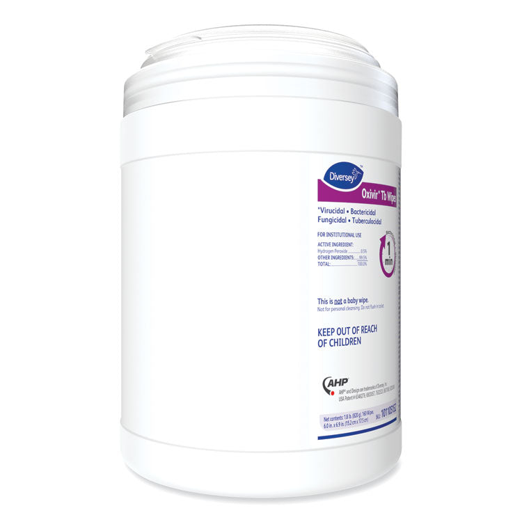 Diversey™ Oxivir TB Disinfectant Wipes, 6 x 6.9, Characteristic Scent, White, 160/Canister, 4 Canisters/Carton (DVO101105152)