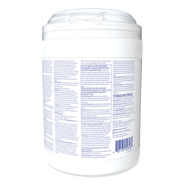 Diversey™ Oxivir TB Disinfectant Wipes, 6 x 6.9, Characteristic Scent, White, 160/Canister, 4 Canisters/Carton (DVO101105152)