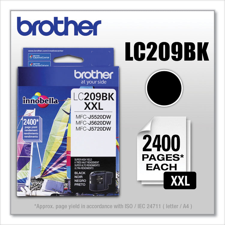 Brother LC209BK Innobella Super High-Yield Ink, 2,400 Page-Yield, Black (BRTLC209BK)