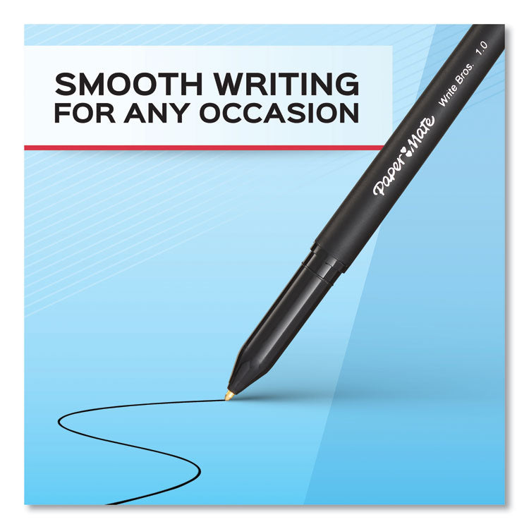Paper Mate® Write Bros. Ballpoint Pen, Stick, Bold 1.2 mm, Black Ink, Black Barrel, Dozen (PAP2124520)