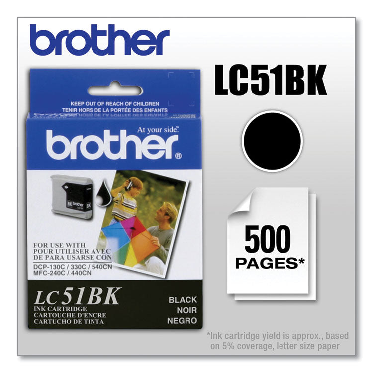 Brother LC51BK Innobella Ink, 500 Page-Yield, Black (BRTLC51BK)