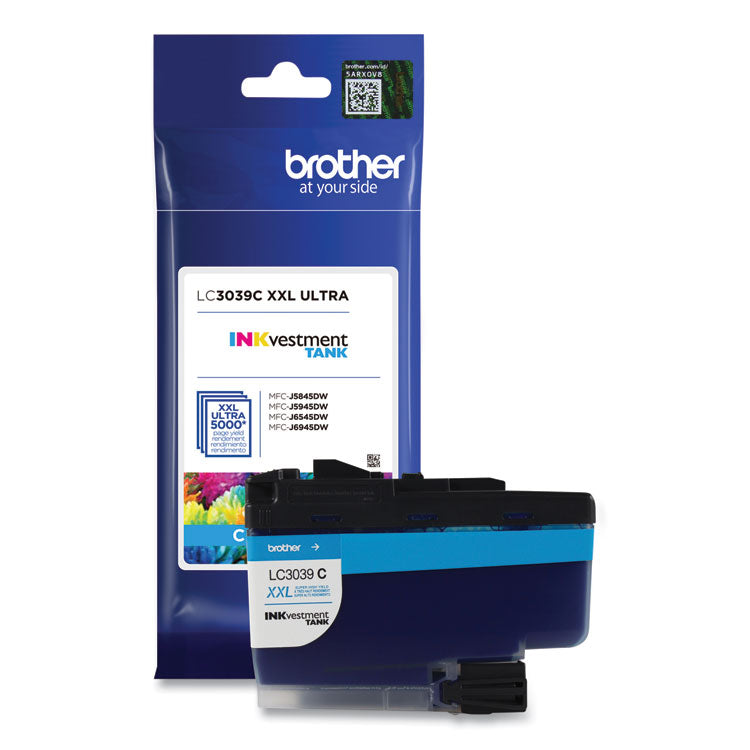 Brother LC3039C INKvestment Ultra High-Yield Ink, 5,000 Page-Yield, Cyan (BRTLC3039C)