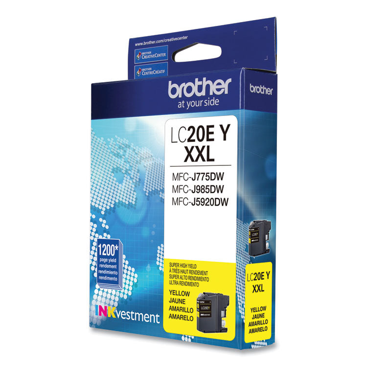 Brother LC20EY INKvestment Super High-Yield Ink, 1,200 Page-Yield, Yellow (BRTLC20EY) Each