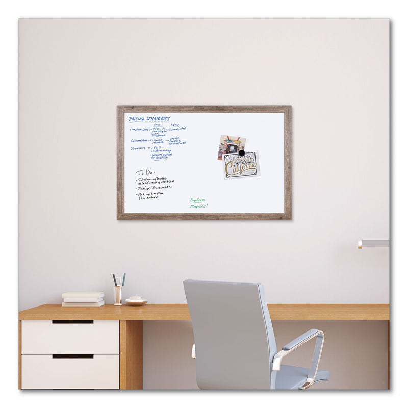U Brands Magnetic Dry Erase Board with Rustic Frame, 36" x 24" (Actual Size: 35" x 23"), White Surface, Brown Wood Frame (UBR4890U0001) Each