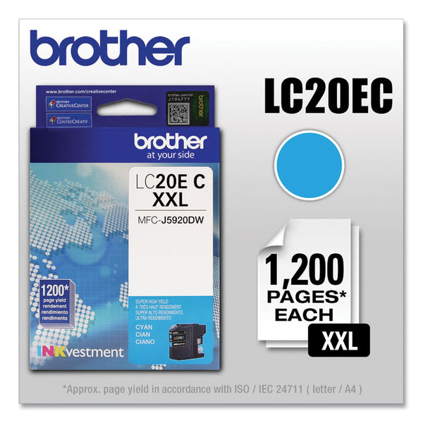 Brother LC20EC INKvestment Super High-Yield Ink, 1,200 Page-Yield, Cyan (BRTLC20EC)