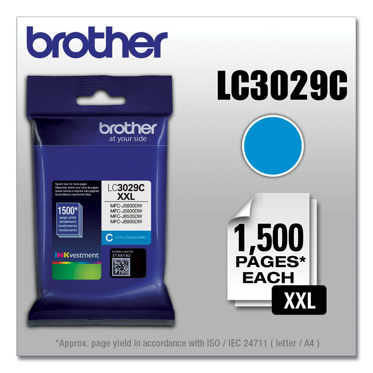 Brother LC3029C INKvestment Super High-Yield Ink, 1,500 Page-Yield, Cyan (BRTLC3029C)