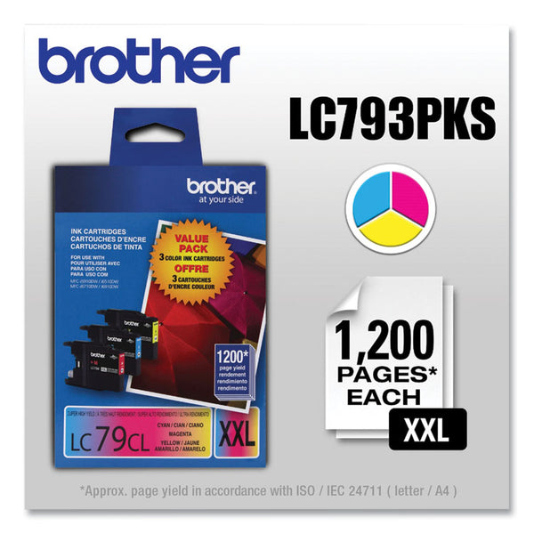 Brother LC793PKS Innobella Super High-Yield Ink, 1,200 Page-Yield, Cyan/Magenta/Yellow (BRTLC793PKS)