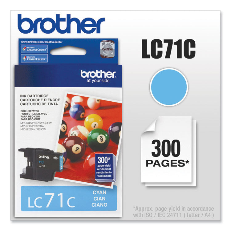 Brother LC71C Innobella Ink, 300 Page-Yield, Cyan (BRTLC71C) Each