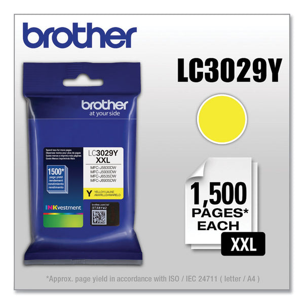 Brother LC3029Y INKvestment Super High-Yield Ink, 1,500 Page-Yield, Yellow (BRTLC3029Y)