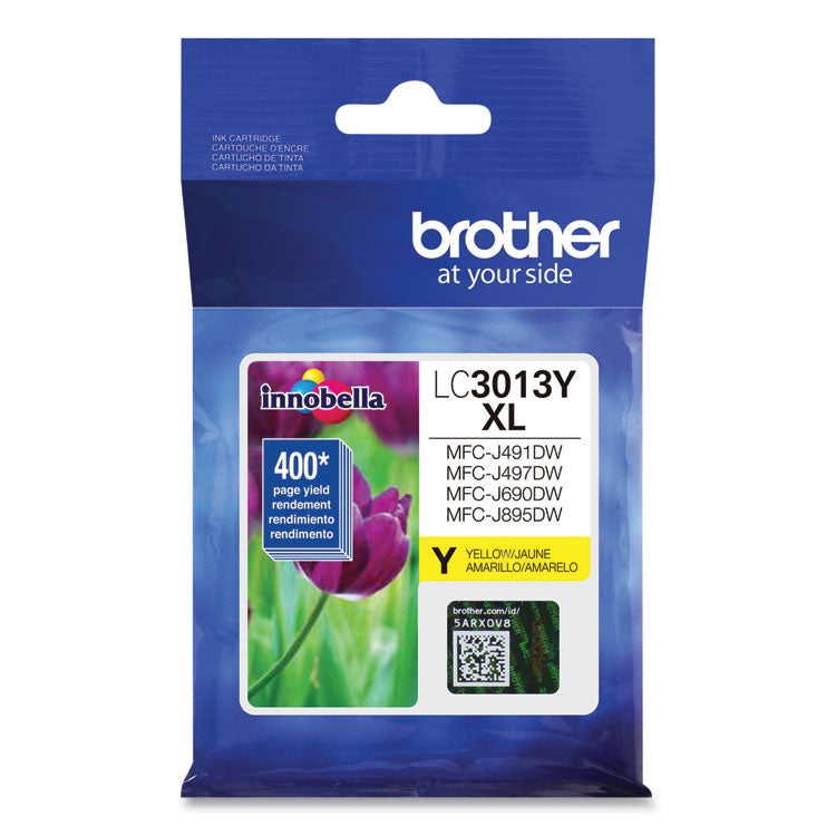 Brother LC3013Y High-Yield Ink, 400 Page-Yield, Yellow (BRTLC3013Y)