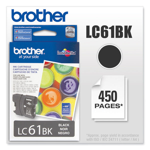 Brother LC61BK Innobella Ink, 450 Page-Yield, Black (BRTLC61BK)