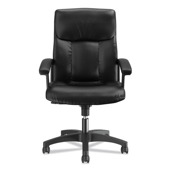 HON® HVL151 Executive High-Back Leather Chair, Supports Up to 250 lb, 17.75" to 21.5" Seat Height, Black (BSXVL151SB11)