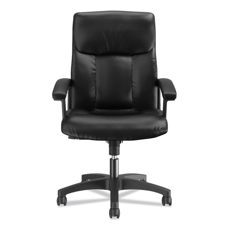 HON® HVL151 Executive High-Back Leather Chair, Supports Up to 250 lb, 17.75" to 21.5" Seat Height, Black (BSXVL151SB11)