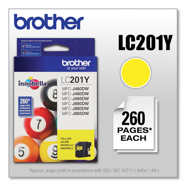 Brother LC201Y Innobella Ink, 260 Page-Yield, Yellow (BRTLC201Y)