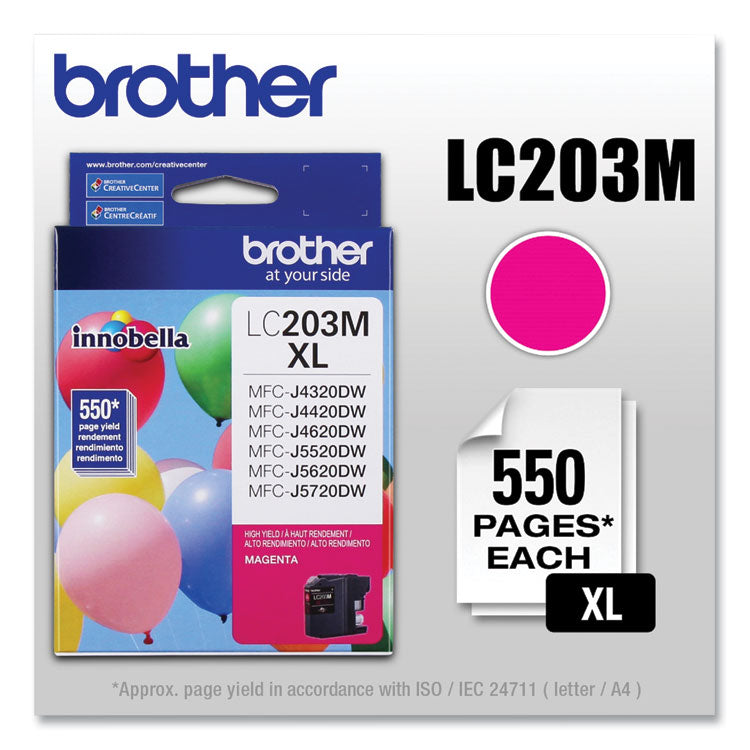 Brother LC203M Innobella High-Yield Ink, 550 Page-Yield, Magenta (BRTLC203M)