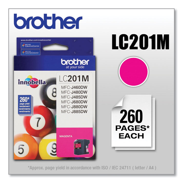 Brother LC201M Innobella Ink, 260 Page-Yield, Magenta (BRTLC201M)