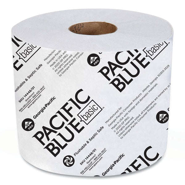 Georgia Pacific® Professional Pacific Blue Basic High-Capacity Bathroom Tissue, Septic Safe, 1-Ply, White, 1,500/Roll, 48/Carton (GPC1444801) Case of 48