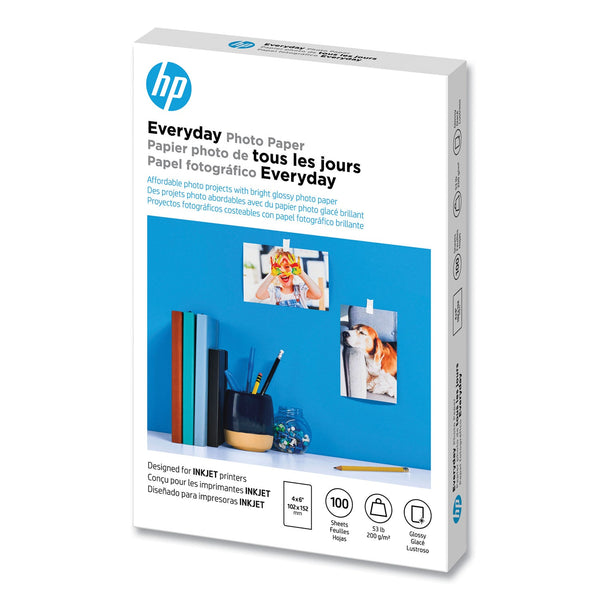 HP Everyday Glossy Photo Paper, 8 mil, 4 x 6, Glossy White, 100/Pack (HEWCR759A)