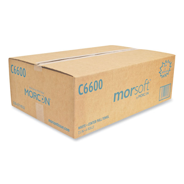 Morcon Tissue Morsoft Center-Pull Roll Towels, 2-Ply, 6.9" dia, White, 600 Sheets/Roll, 6 Rolls/Carton (MORC6600)