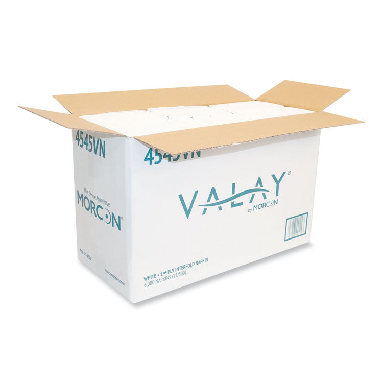 Morcon Tissue Valay Interfolded Napkins, 1-Ply, White, 6.5 x 8.25, 6,000/Carton (MOR4545VN) Case of 6000