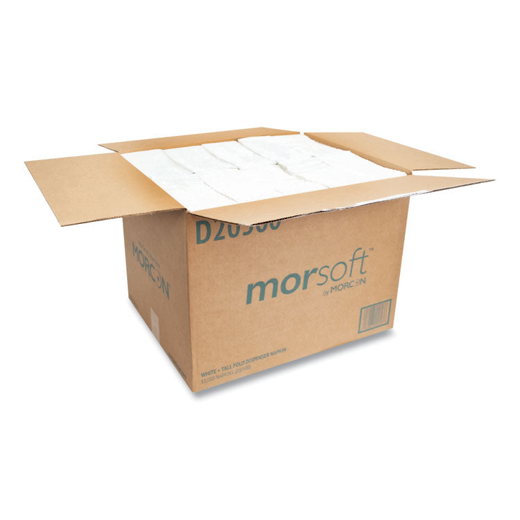 Morcon Tissue Morsoft Dispenser Napkins, 1-Ply, 6 x 13.5, White, 500/Pack, 20 Packs/Carton (MORD20500)