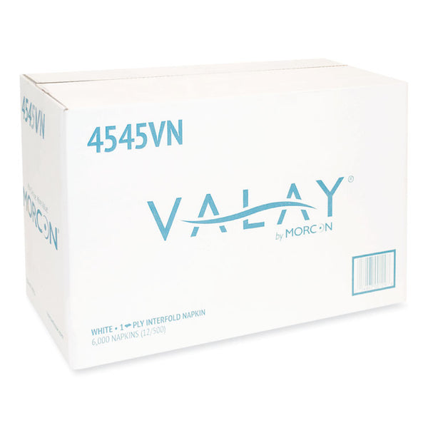 Morcon Tissue Valay Interfolded Napkins, 1-Ply, White, 6.5 x 8.25, 6,000/Carton (MOR4545VN)