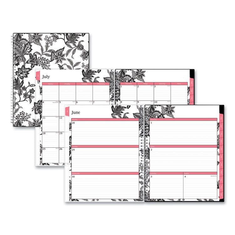 Analeis Create-Your-Own Cover Weekly/Monthly Planner, Floral, 11 x 8.5, White/Black/Coral, 12-Month (July to June): 2024-2025 (BLS130606) Each