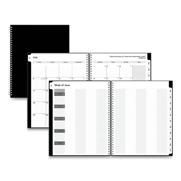 Blue Sky® Teacher's Solid Black Weekly/Monthly Lesson Planner, 9 Classes, 11 x 8.5 Sheets, 12-Month (July to June), 2025 to 2026 (BLS134433) Each
