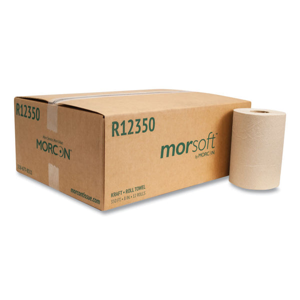 Morcon Tissue Morsoft Universal Roll Towels, 1-Ply, 8" x 350 ft, Brown, 12 Rolls/Carton (MORR12350)