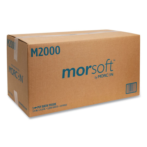 Morcon Tissue Small Core Bath Tissue, Septic Safe, 1-Ply, White, 2,000 Sheets/Roll, 24 Rolls/Carton (MORM2000)