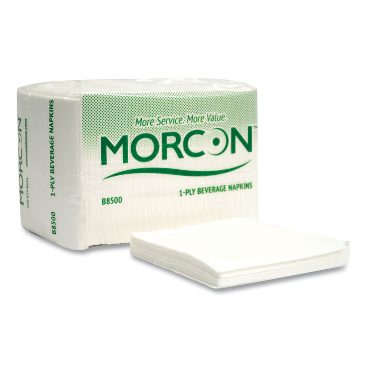 Morcon Tissue Morsoft Beverage Napkins, 9 x 9/4, White, 500/Pack, 8 Packs/Carton (MORB8500)