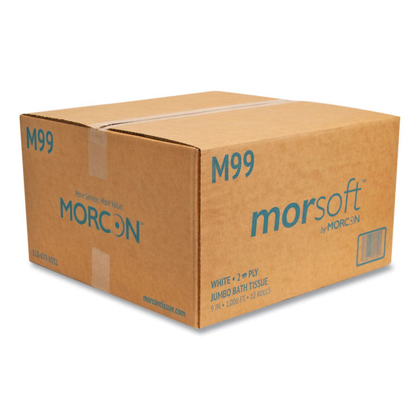 Morcon Tissue Jumbo Bath Tissue, Septic Safe, 2-Ply, White, 3.3" x 1,000 ft, 12/Carton (MORM99)