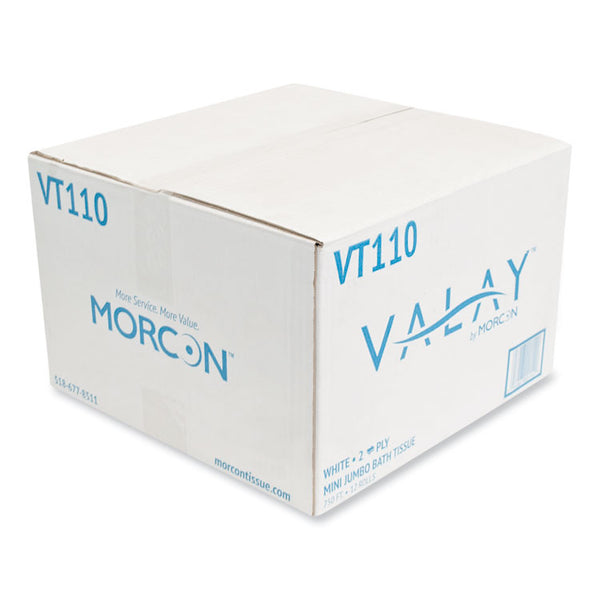 Morcon Tissue Valay Mini Jumbo Bath Tissue, Septic Safe, 2-Ply, White, 750 ft, 12 Rolls/Carton (MORVT110)