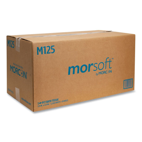 Morcon Tissue Small Core Bath Tissue, Septic Safe, 1-Ply, White, 2,500 Sheets/Roll, 24 Rolls/Carton (MORM125)