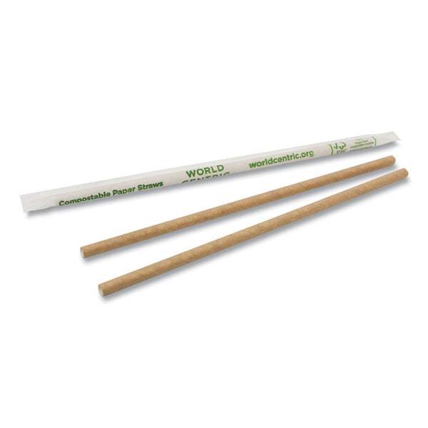 World Centric® Sustainable Kraft Paper Straws, Wrapped, 8", Natural, 6,000/Carton (WORSTPA8WK) Case of 6000