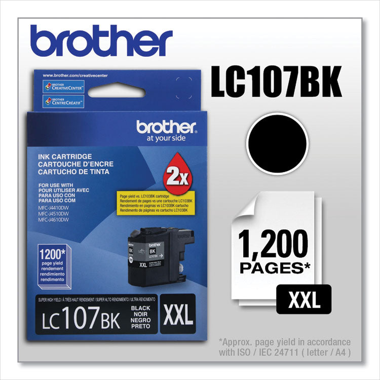 Brother LC107BK Innobella Super High-Yield Ink, 1,200 Page-Yield, Black (BRTLC107BK)