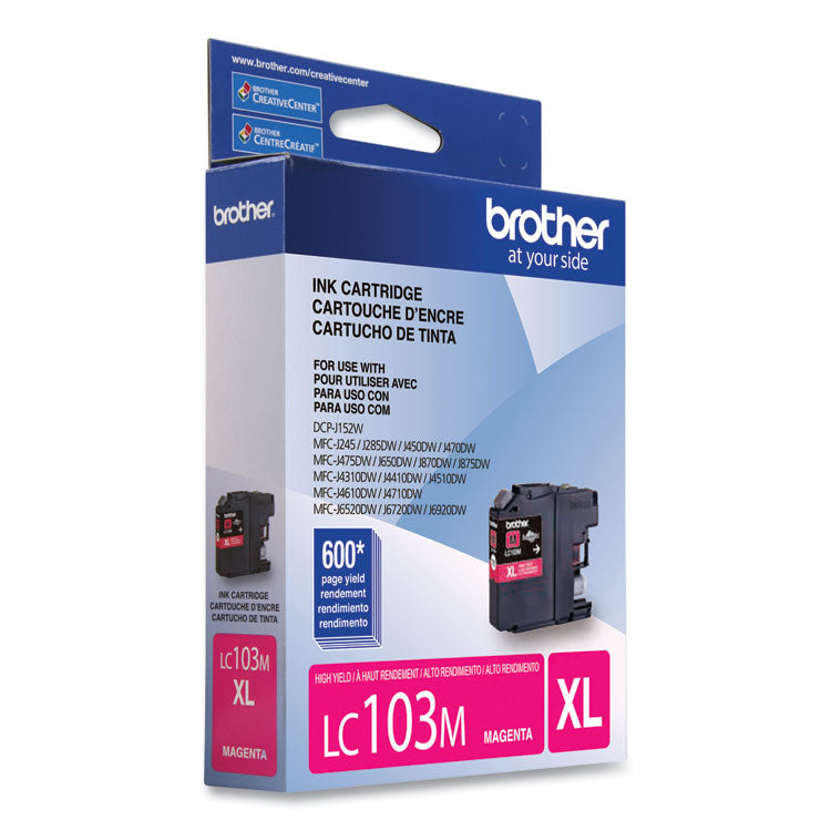 Brother LC103M Innobella High-Yield Ink, 600 Page-Yield, Magenta (BRTLC103M)