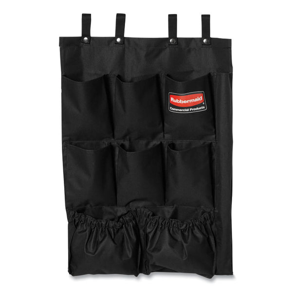 Rubbermaid® Commercial Fabric 9-Pocket Cart Organizer, 19.75 x 1.5 x 28, Black (RCP9T9000BLA)