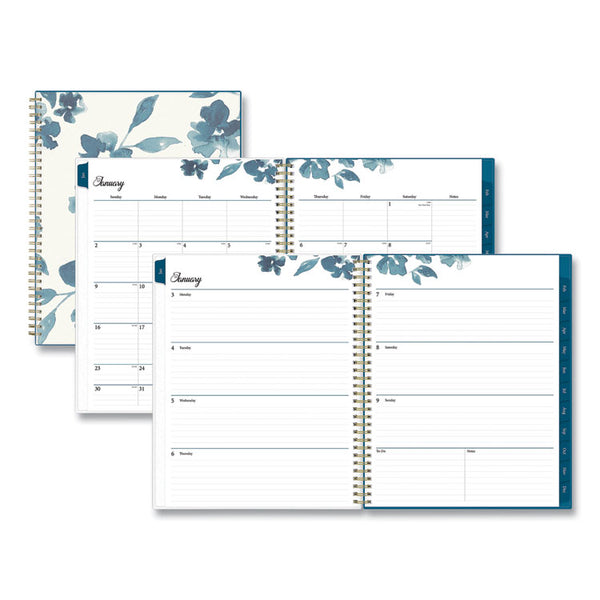 Bakah Blue Weekly/Monthly Planner, Floral Artwork, 11 x 8.5, Blue/White Cover, 12-Month (Jan to Dec): 2025 (BLS137261) Each