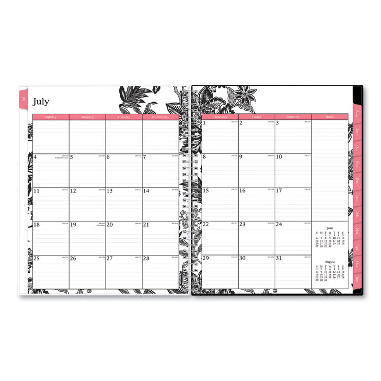 Analeis Create-Your-Own Cover Weekly/Monthly Planner, Floral, 11 x 8.5, White/Black/Coral, 12-Month (July to June): 2024-2025 (BLS130606) Each