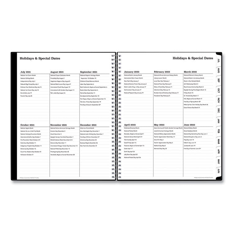 Blue Sky® Teacher's Solid Black Weekly/Monthly Lesson Planner, 9 Classes, 11 x 8.5 Sheets, 12-Month (July to June), 2025 to 2026 (BLS134433) Each