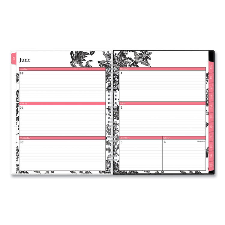 Analeis Create-Your-Own Cover Weekly/Monthly Planner, Floral, 11 x 8.5, White/Black/Coral, 12-Month (July to June): 2024-2025 (BLS130606) Each