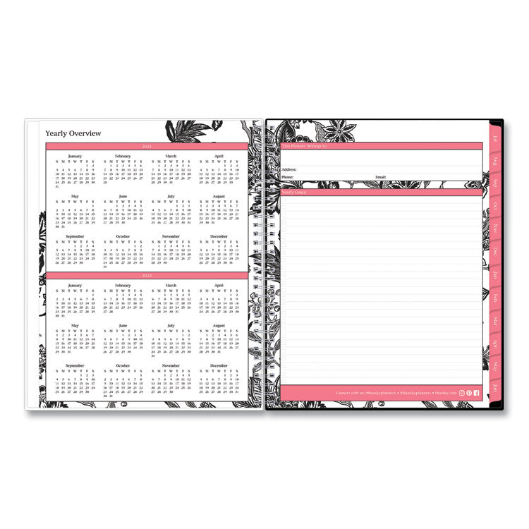 Analeis Create-Your-Own Cover Weekly/Monthly Planner, Floral, 11 x 8.5, White/Black/Coral, 12-Month (July to June): 2024-2025 (BLS130606) Each