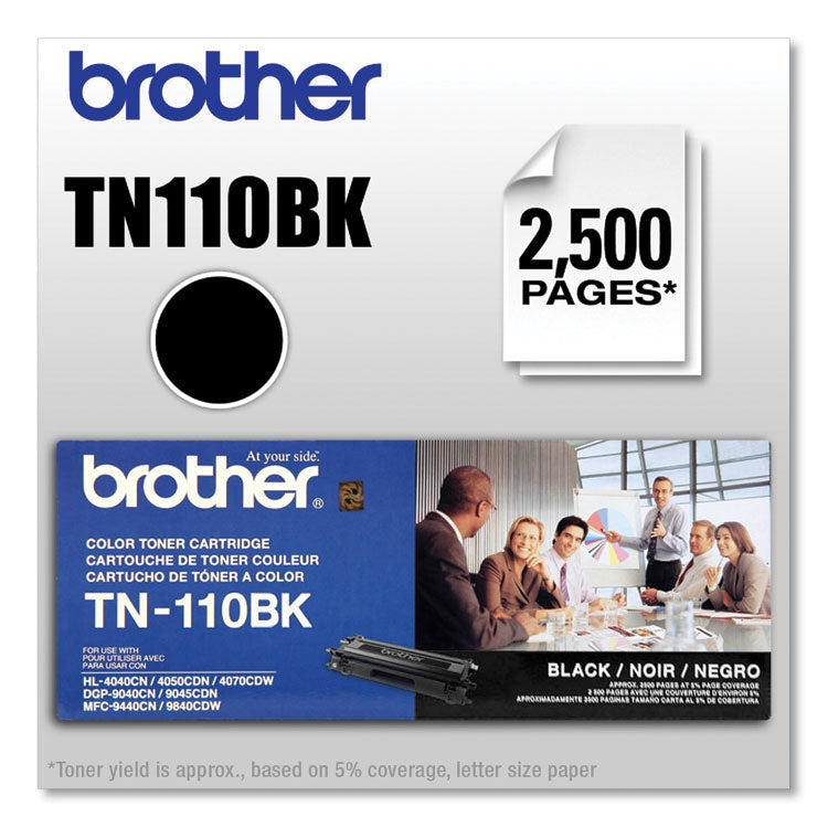 Brother TN110BK Toner, 2,500 Page-Yield, Black (BRTTN110BK)