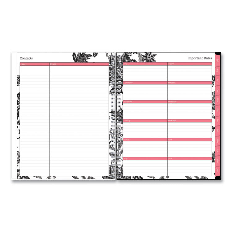 Analeis Create-Your-Own Cover Weekly/Monthly Planner, Floral, 11 x 8.5, White/Black/Coral, 12-Month (July to June): 2024-2025 (BLS130606) Each