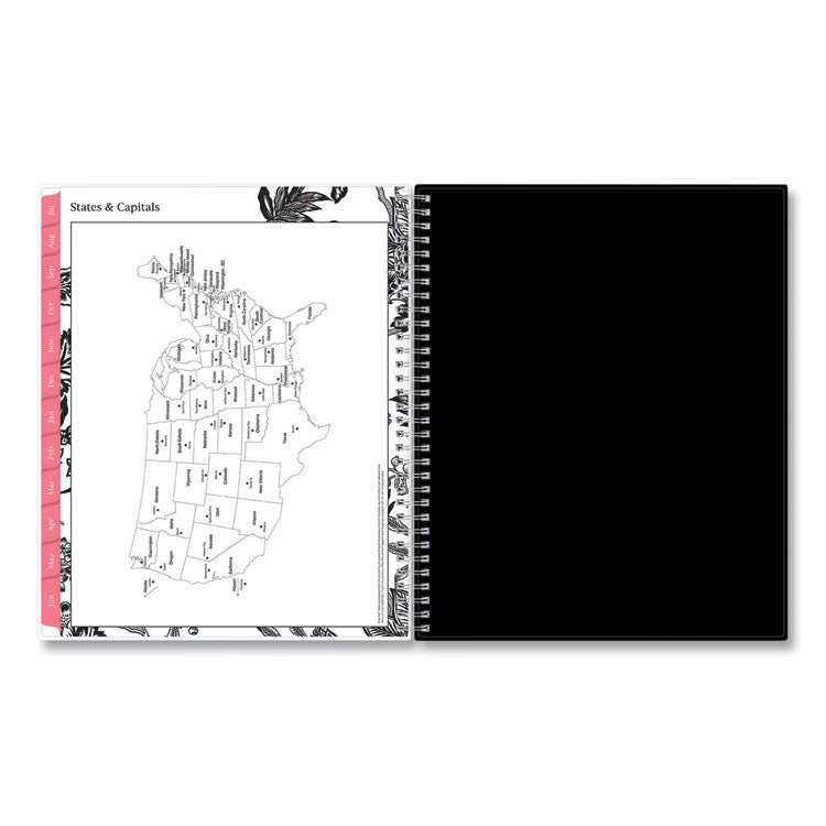 Analeis Create-Your-Own Cover Weekly/Monthly Planner, Floral, 11 x 8.5, White/Black/Coral, 12-Month (July to June): 2024-2025 (BLS130606) Each